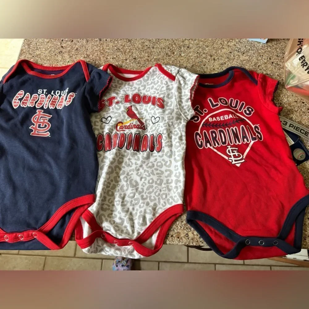 MLB Major League Baseball St.Louis Cardinals Girls Baby Onzie Lot of 3 NWT 6-9M